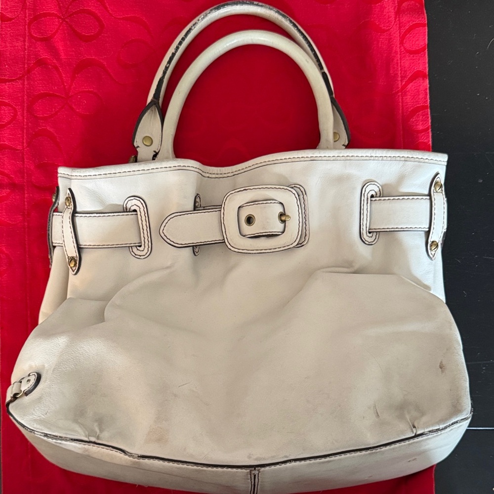Cole Haan Cream Tote with Buckle Design